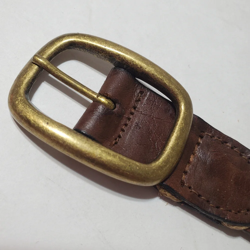 Genuine Leather and Jute Weaved Men's Brown Belt Made in India Boho L/XL
